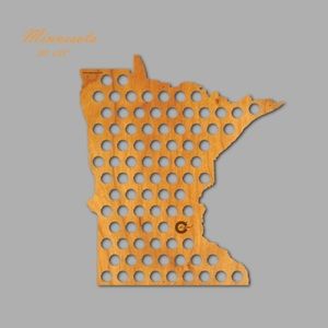 Wooden Minnesota State Beer Bottle Cap Map